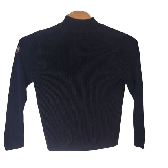 Vintage Eddie Bauer 1/4 Zip Sweater Men's Medium Blue High Neck - Picture 3 of 6